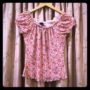 Pink Floral Scoop Neck Tee